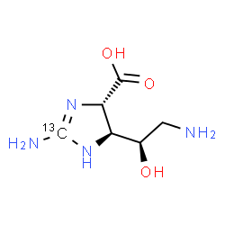 ChemSpider 2D Image | (4S,5S)-2-Amino-5-[(1R)-2-amino-1-hydroxyethyl](2-~13~C)-4,5-dihydro-1H-imidazole-4-carboxylic acid | C513CH12N4O3
