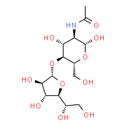 ChemSpider 2D Image | 2-Acetamido-4-O-alpha-L-altrofuranosyl-2-deoxy-beta-D-glucopyranose | C14H25NO11