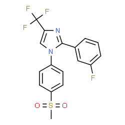 ChemSpider 2D Image | 2-(3-Fluorophenyl)-1-[4-(methylsulfonyl)phenyl]-4-(trifluoromethyl)-1H-imidazole | C17H12F4N2O2S