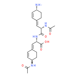 ChemSpider 2D Image | (3E)-N-Acetyl-3-[(4R)-4-amino-2-cyclohexen-1-ylidene]-L-alanyl-(3E)-3-[(4R)-4-acetamido-2-cyclohexen-1-ylidene]-L-alanine | C22H30N4O5