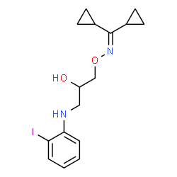 ChemSpider 2D Image | 1-{[(Dicyclopropylmethylene)amino]oxy}-3-[(2-iodophenyl)amino]-2-propanol | C16H21IN2O2