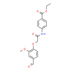 ChemSpider 2D Image | Ethyl 4-{[(4-formyl-2-methoxyphenoxy)acetyl]amino}benzoate | C19H19NO6