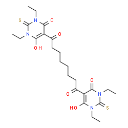 ChemSpider 2D Image | 1,8-Bis(1,3-diethyl-6-hydroxy-4-oxo-2-thioxo-1,2,3,4-tetrahydro-5-pyrimidinyl)-1,8-octanedione | C24H34N4O6S2