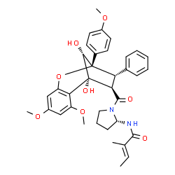 ChemSpider 2D Image | (2E)-N-[(2S)-1-{[(1R,9R,10S,11R,12S)-1,12-Dihydroxy-3,5-dimethoxy-9-(4-methoxyphenyl)-10-phenyl-8-oxatricyclo[7.2.1.0~2,7~]dodeca-2,4,6-trien-11-yl]carbonyl}-2-pyrrolidinyl]-2-methyl-2-butenamide | C36H40N2O8