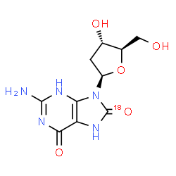 ChemSpider 2D Image | 2'-Deoxy-8-(~18~O)oxo-7,8-dihydroguanosine | C10H13N5O418O