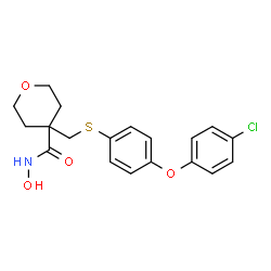 ChemSpider 2D Image | 4-({[4-(4-Chlorophenoxy)phenyl]sulfanyl}methyl)-N-hydroxytetrahydro-2H-pyran-4-carboxamide | C19H20ClNO4S