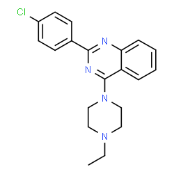 ChemSpider 2D Image | 2-(4-Chlorophenyl)-4-(4-ethyl-1-piperazinyl)quinazoline | C20H21ClN4