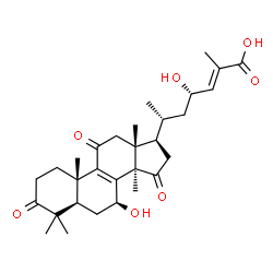 ChemSpider 2D Image | (7beta,23S,24E)-7,23-Dihydroxy-3,11,15-trioxolanosta-8,24-dien-26-oic acid | C30H42O7