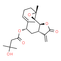 ChemSpider 2D Image | (1aR,4E,6S,7aS,10aS,10bR)-1a,5-Dimethyl-8-methylene-9-oxo-1a,2,3,6,7,7a,8,9,10a,10b-decahydrooxireno[9,10]cyclodeca[1,2-b]furan-6-yl 3-hydroxy-3-methylbutanoate | C20H28O6